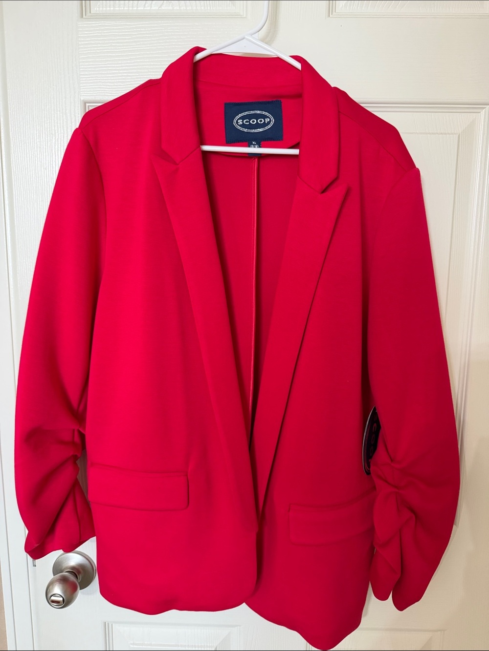 Women's Red Open-Front Blazer Jacket